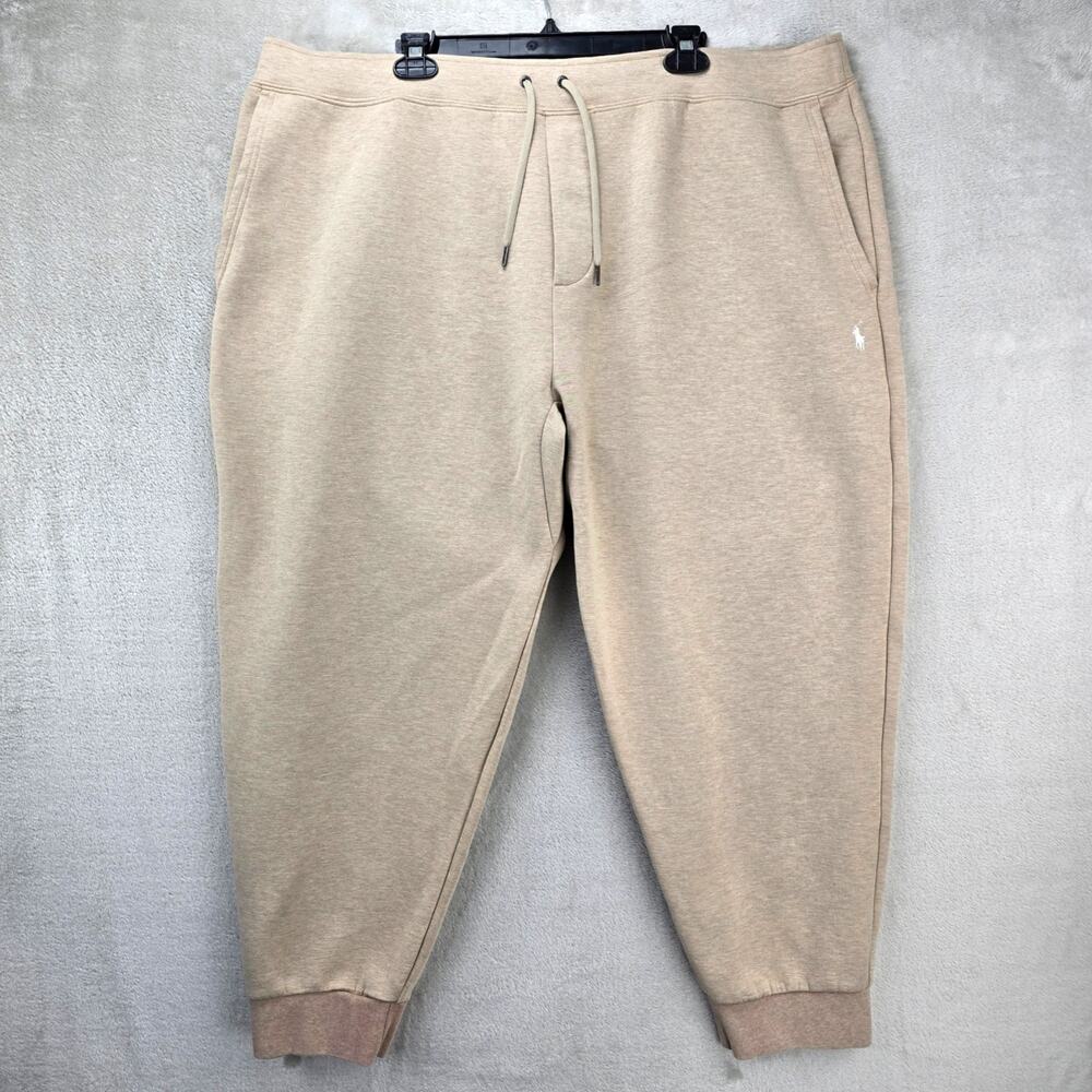 Polo Ralph Lauren Double Knit Joggers Mens 3XB Beige Sweatpants Tapered Legs